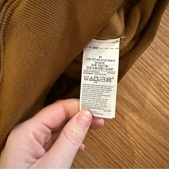 YZY Gap Brown Double Layer  Front Pocket Long Sleeve Hoodie- Size Youth/Child M - Picture 3 of 8